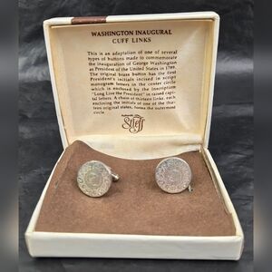 Smithsonian Series VTG Kirk Stieff George Washington Inaugural Pewter Cufflinks